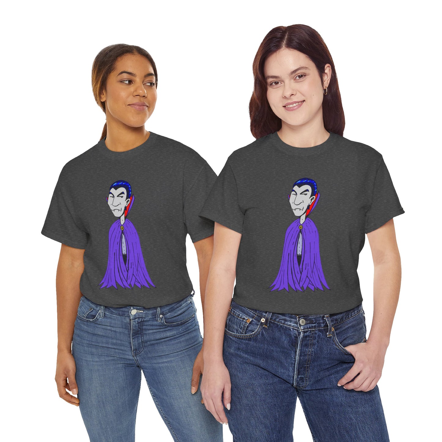 Vampire Cartoon Tee - Cute Purple Cloak Dracula Graphic T-Shirt