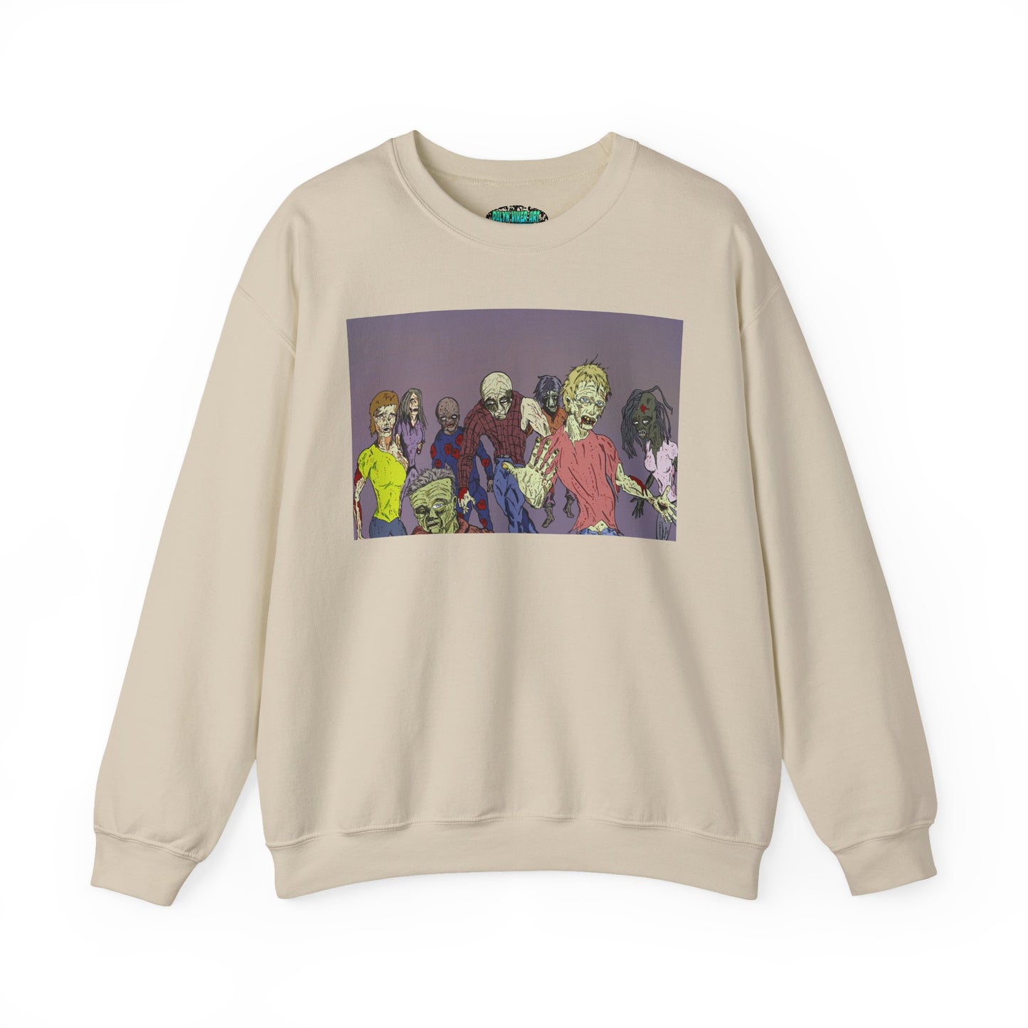 Zombie-Themed Unisex Crewneck Sweatshirt - Perfect for Halloween and Horror Lovers