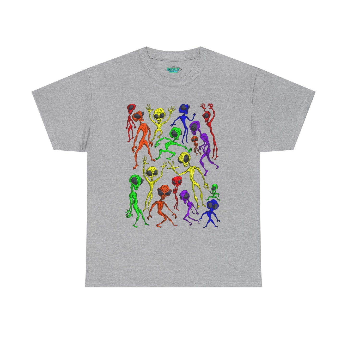 Rainbow Alien Dance Party Unisex Tee - Cosmic Sci-Fi Shirt
