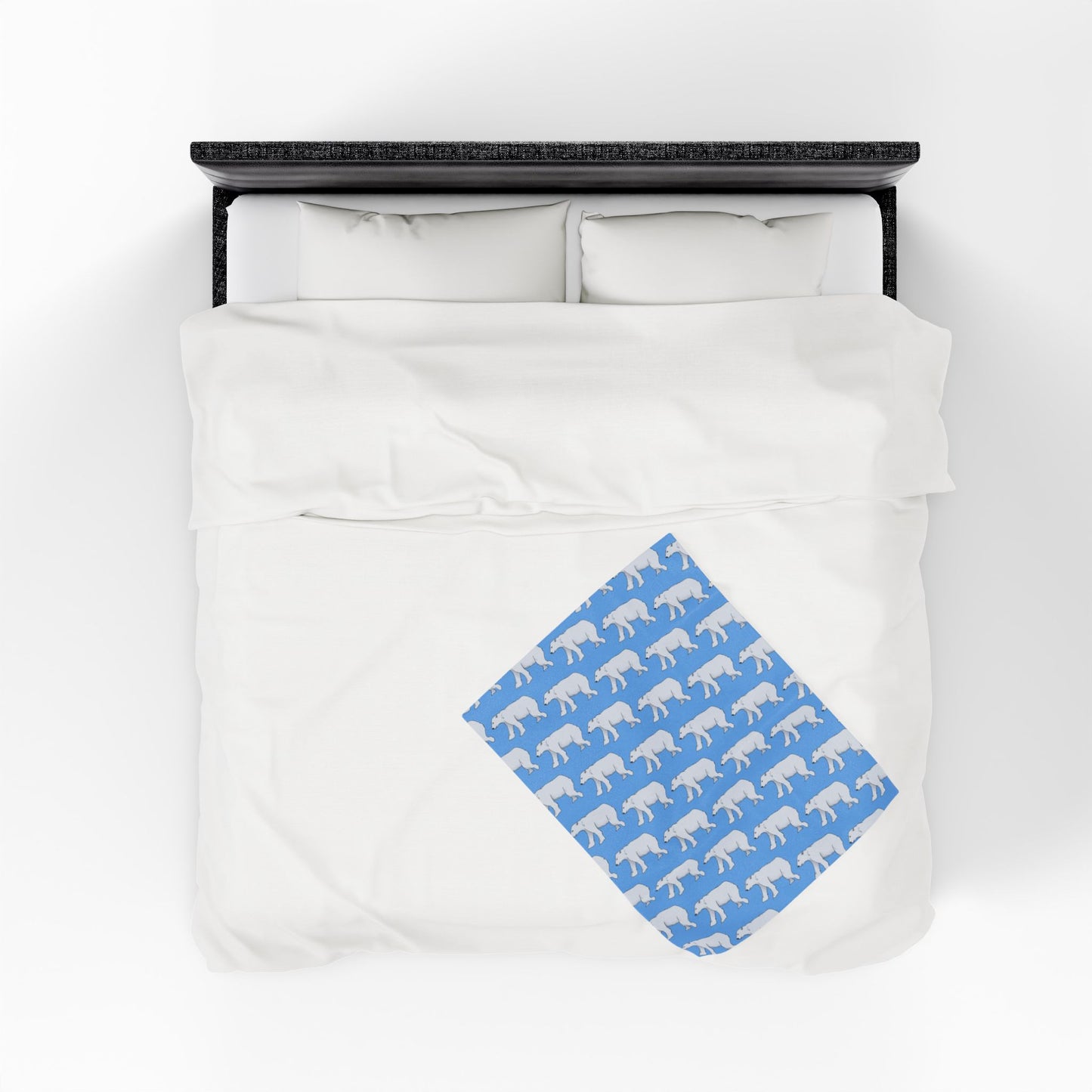 Polar Bear Pattern Velveteen Plush Blanket — Cozy Blue Arctic Throw for Home & Gifts