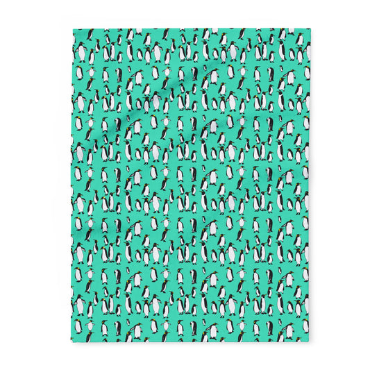 Rookery of Penguins - Teal - Arctic Fleece Blanket