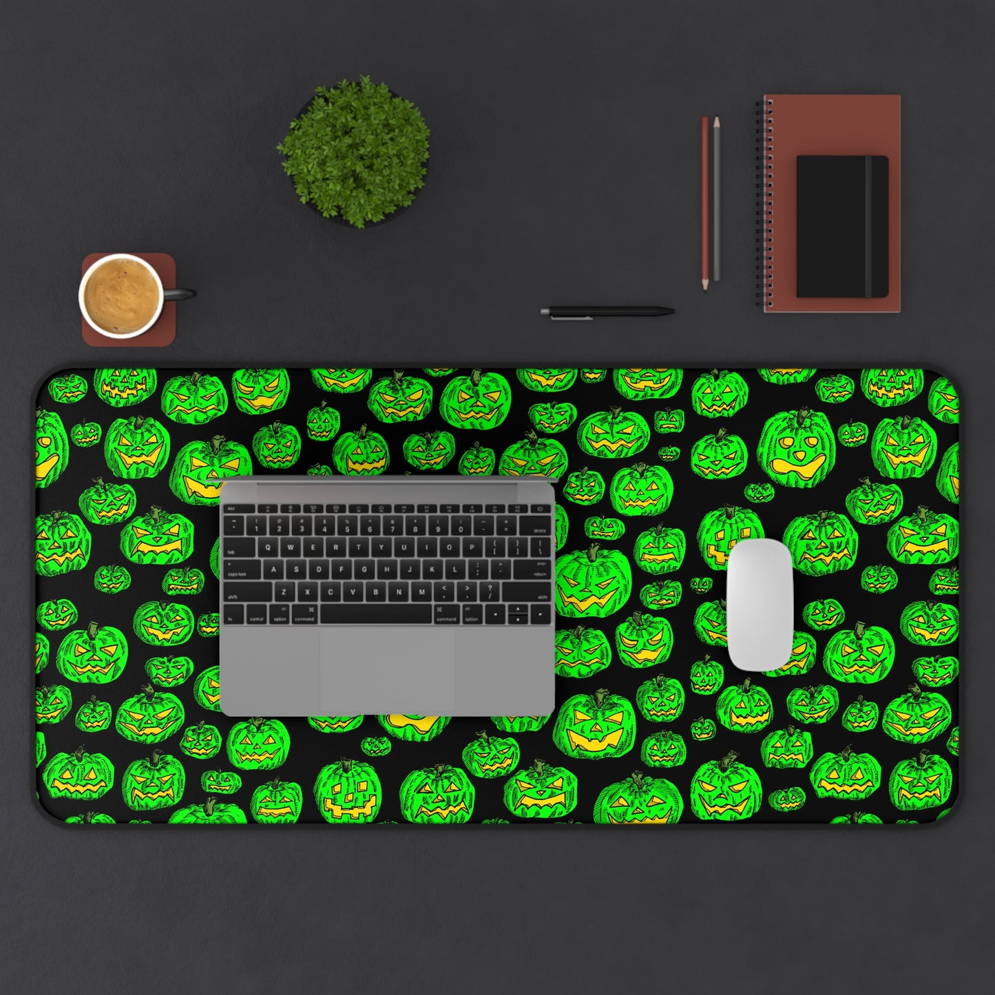 Halloween Pumpkin Desk Mat, Spooky Desk Decor, Office Accessories, Gamer Gift, Fall Home Office