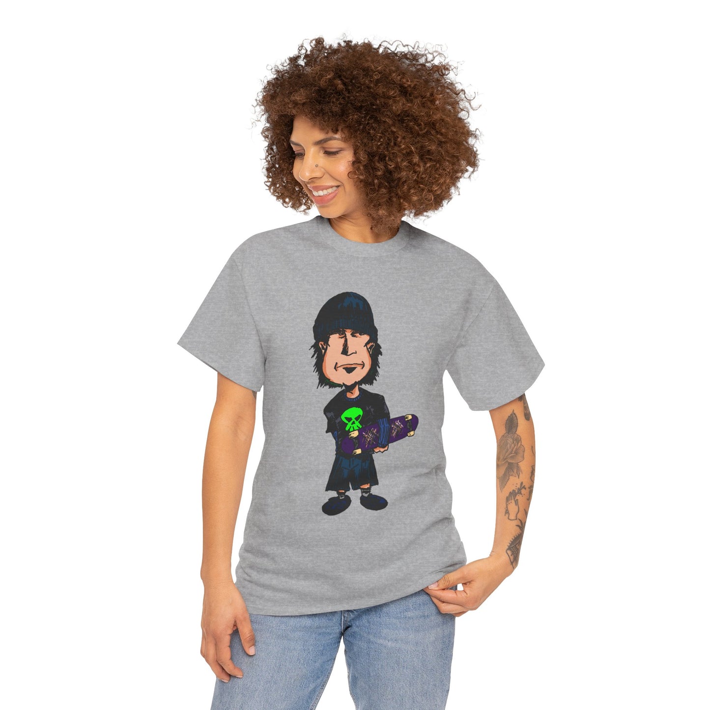 Rude Skater Dude - Skate Punk Cartoon Tee – Boy with Skateboard Graphic Shirt