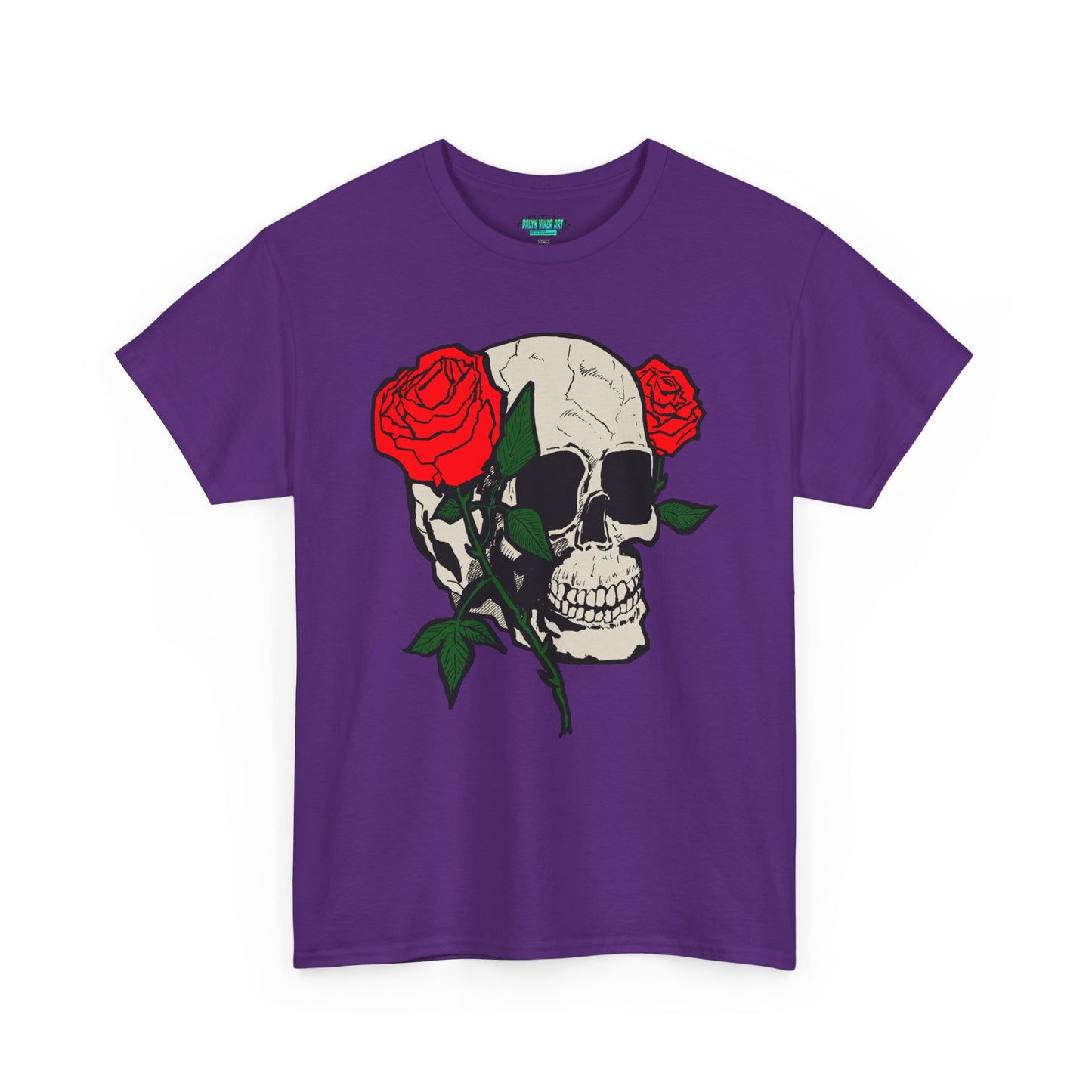 Skull & Roses Unisex Heavy Cotton Tee - Edgy Graphic T-Shirt for Casual Style