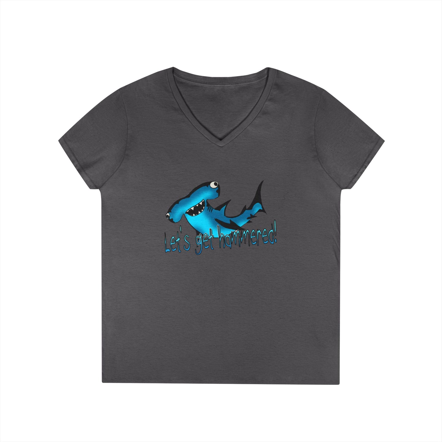 Funny Shark Ladies' V-Neck T-Shirt | Let's Get Hammered Design
