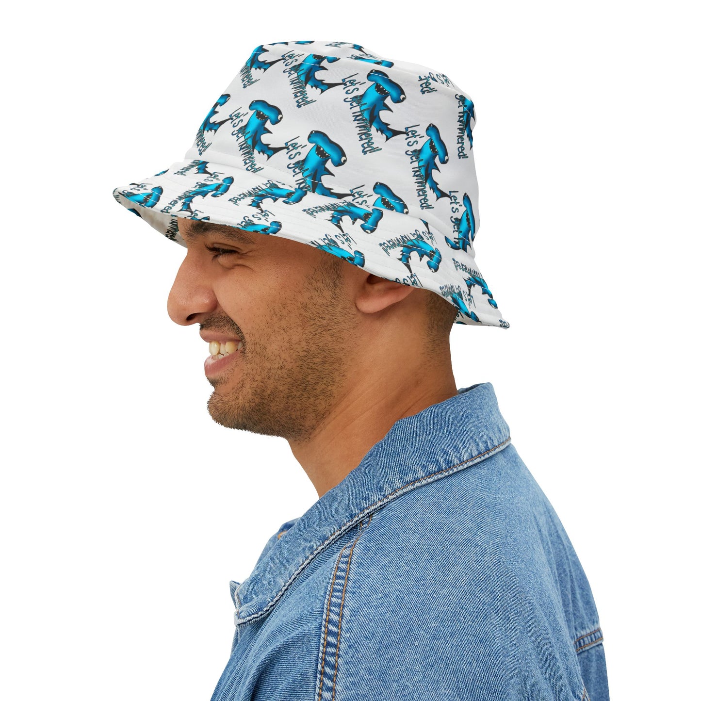 Bucket Hat - Let's Get Hammered Shark Drinking Crunk Design