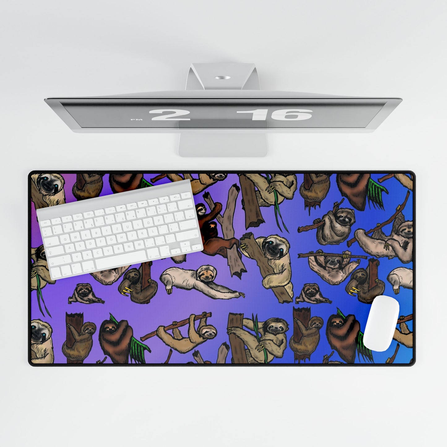 Sloth Pattern Desk Mat – Cute Relaxing Animal Mousepad for Office & Gaming and Card Playing Mat