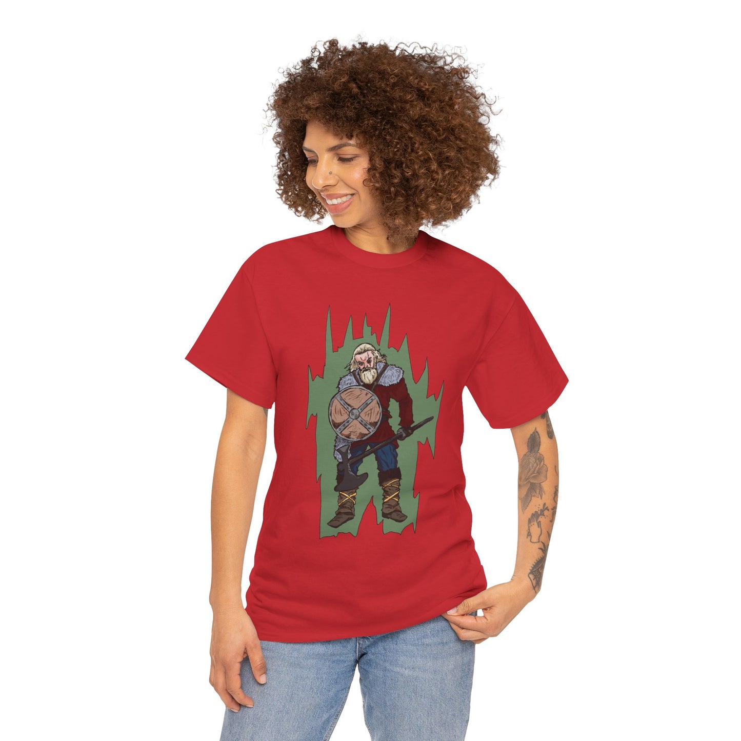 Epic Warrior Graphic Tee, Unisex Heavy Cotton Shirt, Casual Wear, Gamer Gift, Medieval Art Clothing, Battle Theme Fashion