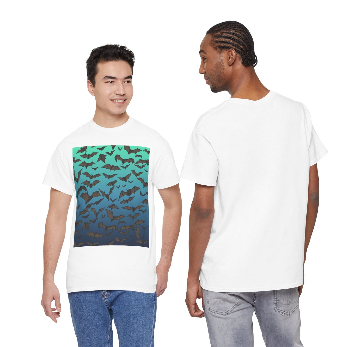 Bat Swarm Graphic Tee — Gradient Night Flight T-Shirt