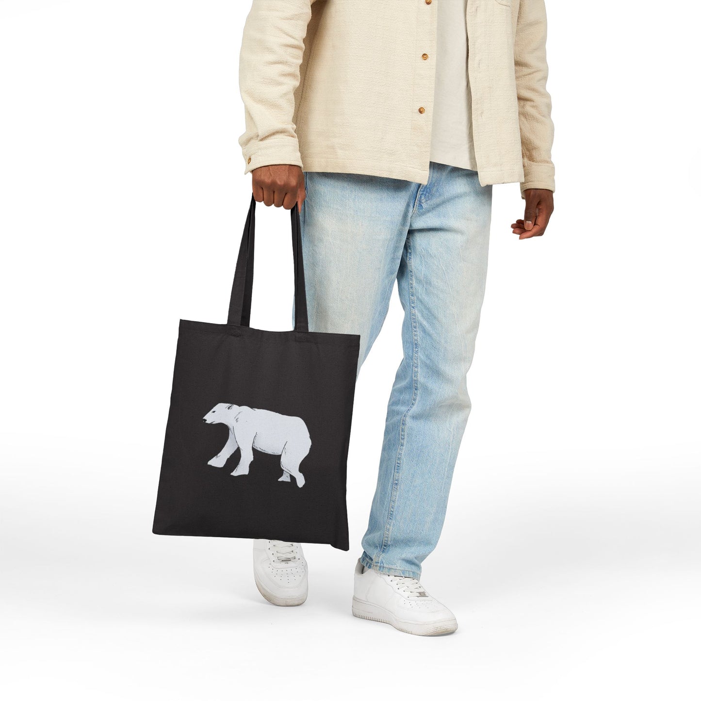 Canvas Tote Bag — Minimalist Polar Bear Eco Shopper