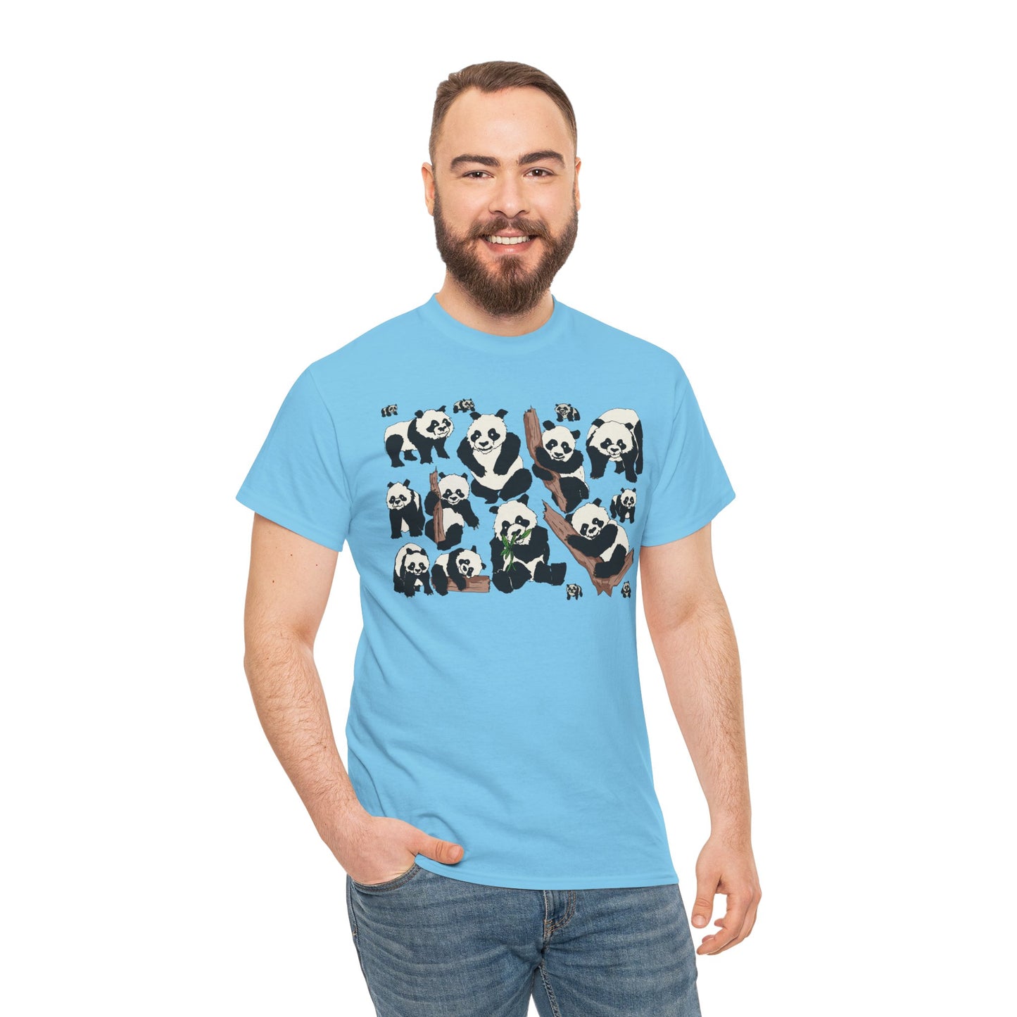 Cute Panda Design Unisex Heavy Cotton Tee | Animal Lover Gift, Casual Wear, Eco-Friendly Apparel, Nature Enthusiast Clothing