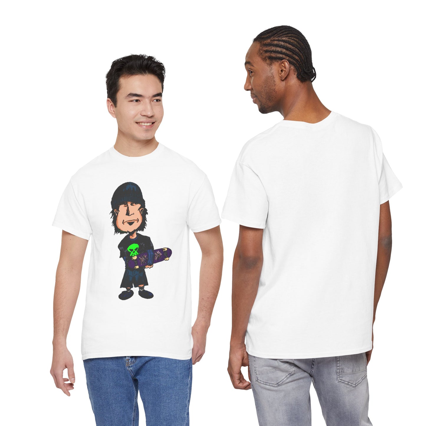 Rude Skater Dude - Skate Punk Cartoon Tee – Boy with Skateboard Graphic Shirt