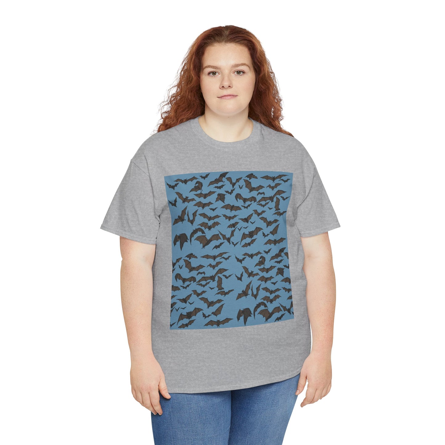 Unisex Bat Print Cotton Tee, Casual Graphic Tee, Halloween Apparel, Unique Gift for Animal Lovers, Stylish Everyday Wear