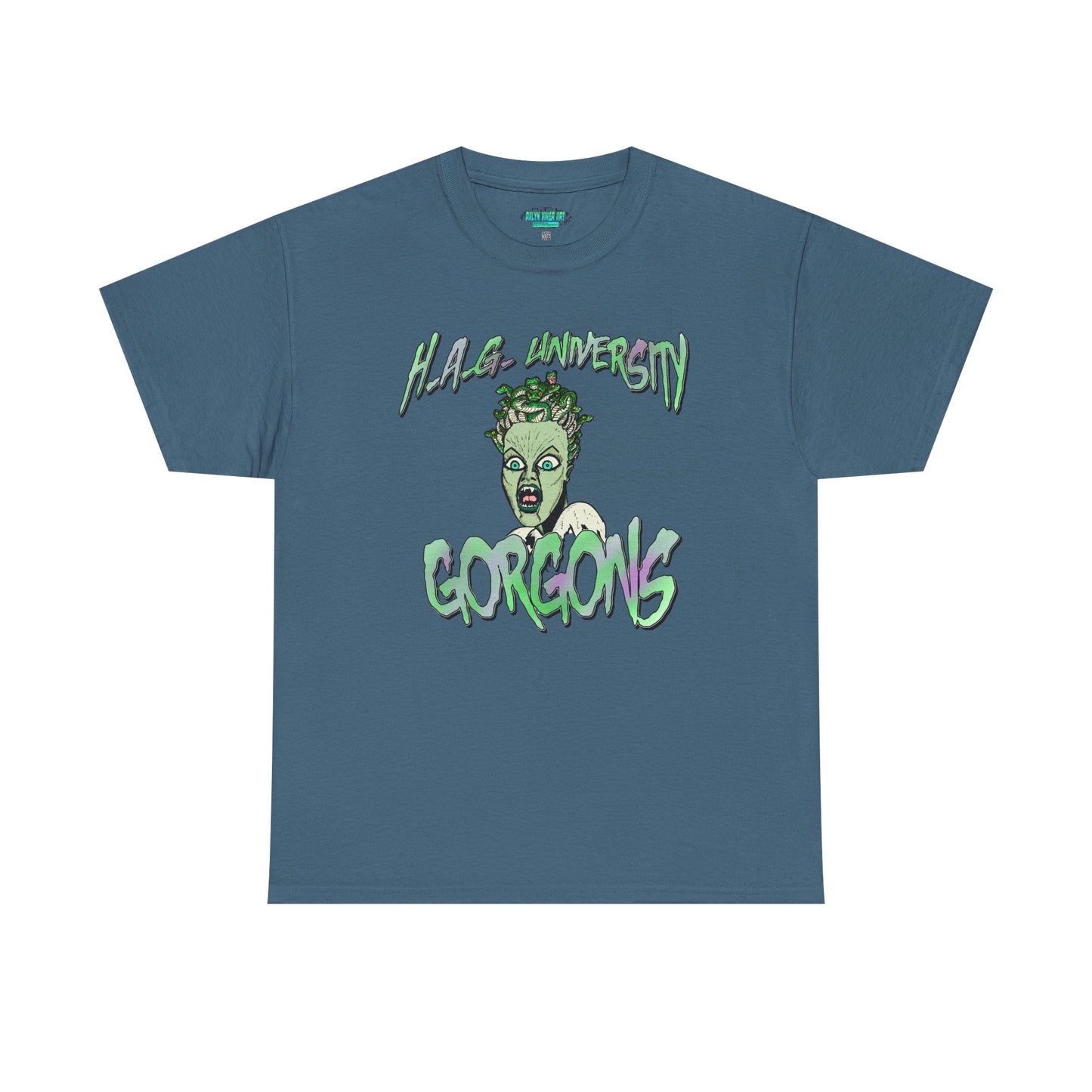 H.A.G. University Gorgons Unisex Heavy Cotton Tee - Spooky & Fun Graphic T-Shirt