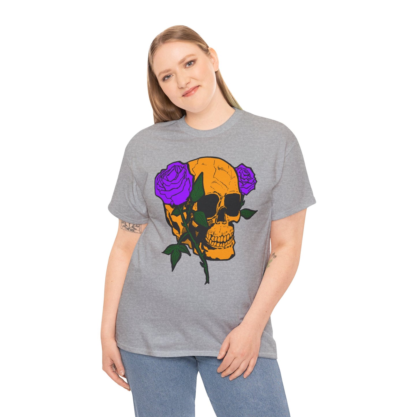 Skull and Roses Unisex Tee, Gothic Aesthetic Shirt, Vintage Graphic T-Shirt, Streetwear Essentials, Edgy Casual Wear