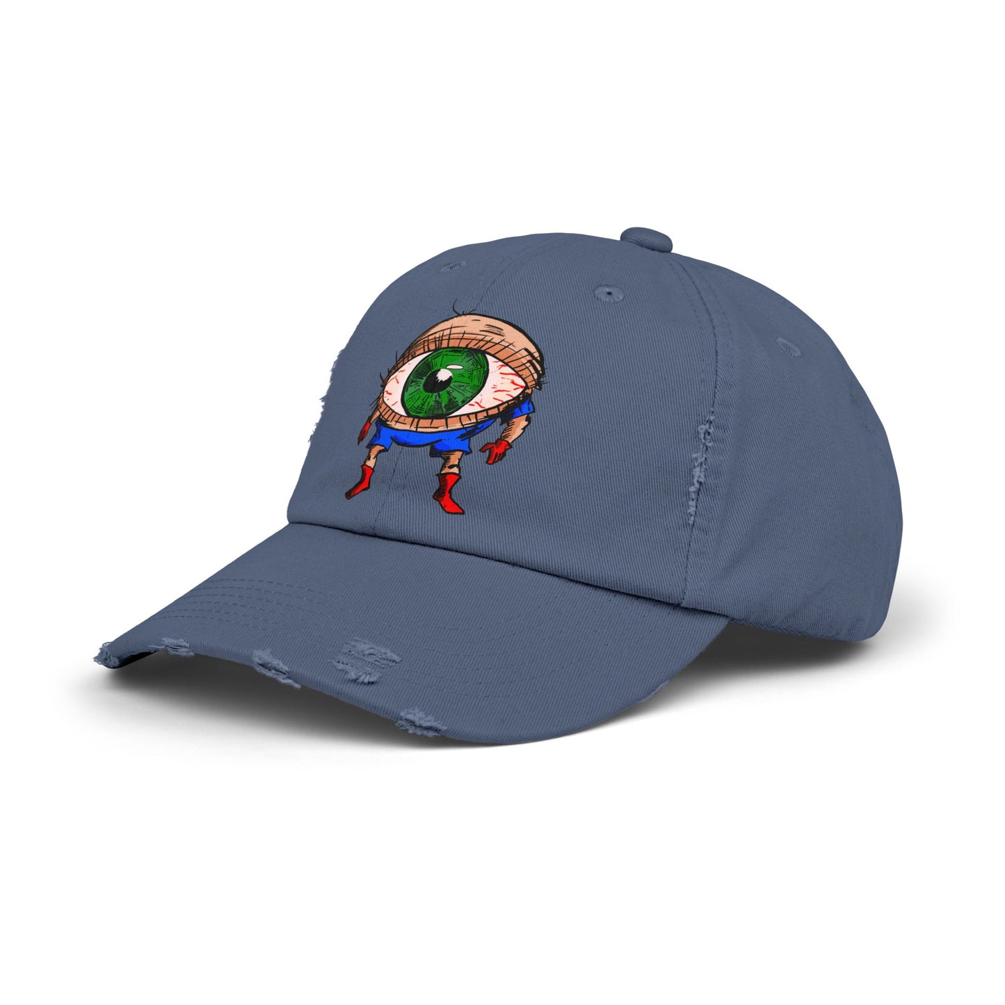 Terrif-EYE-ing Unisex Distressed Cap with Quirky Eyeball Design - Perfect for Casual Style