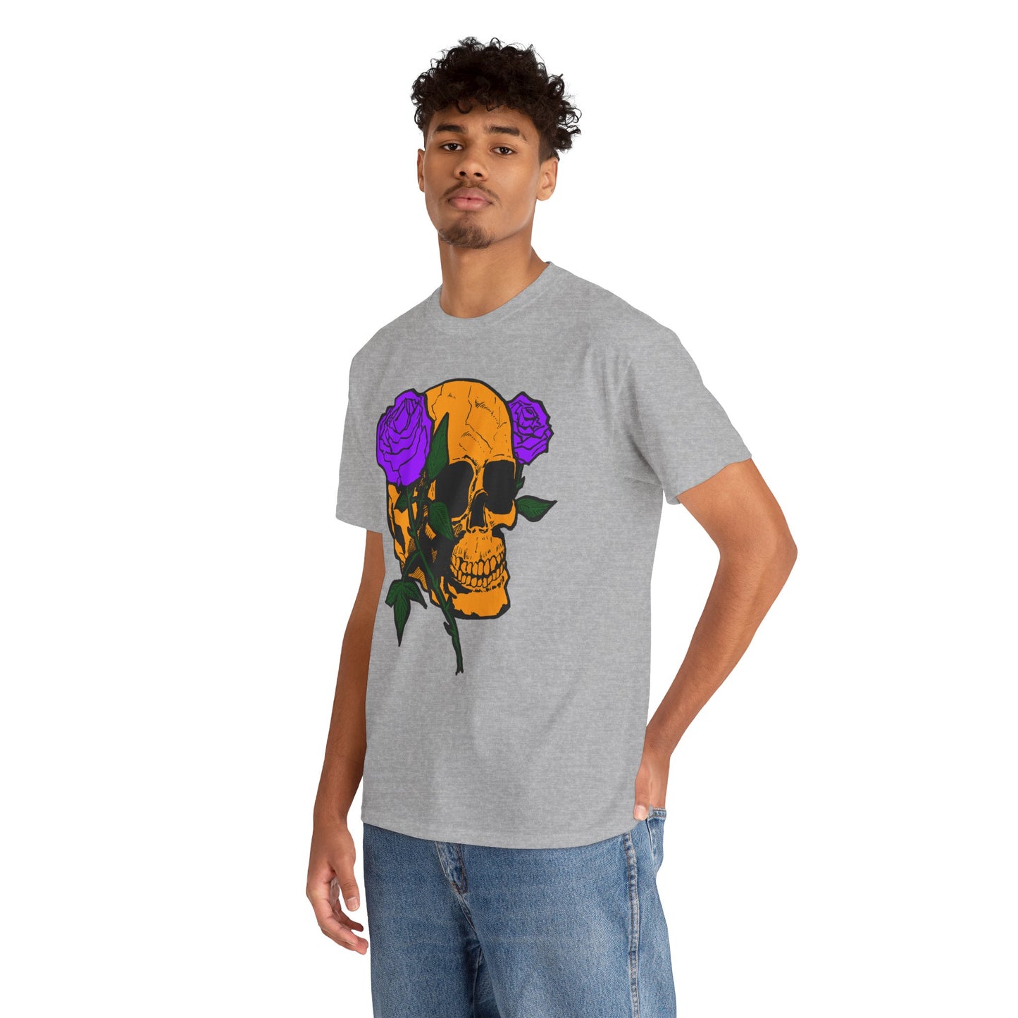 Skull and Roses Unisex Tee, Gothic Aesthetic Shirt, Vintage Graphic T-Shirt, Streetwear Essentials, Edgy Casual Wear