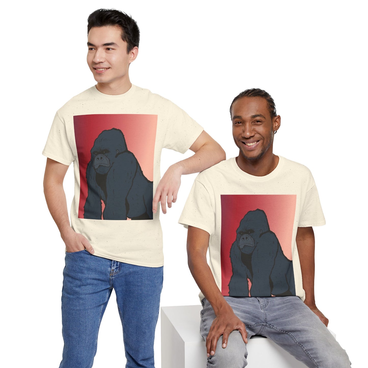 Gorilla Graphic Tee — Vintage Sunset Primate Illustration Shirt