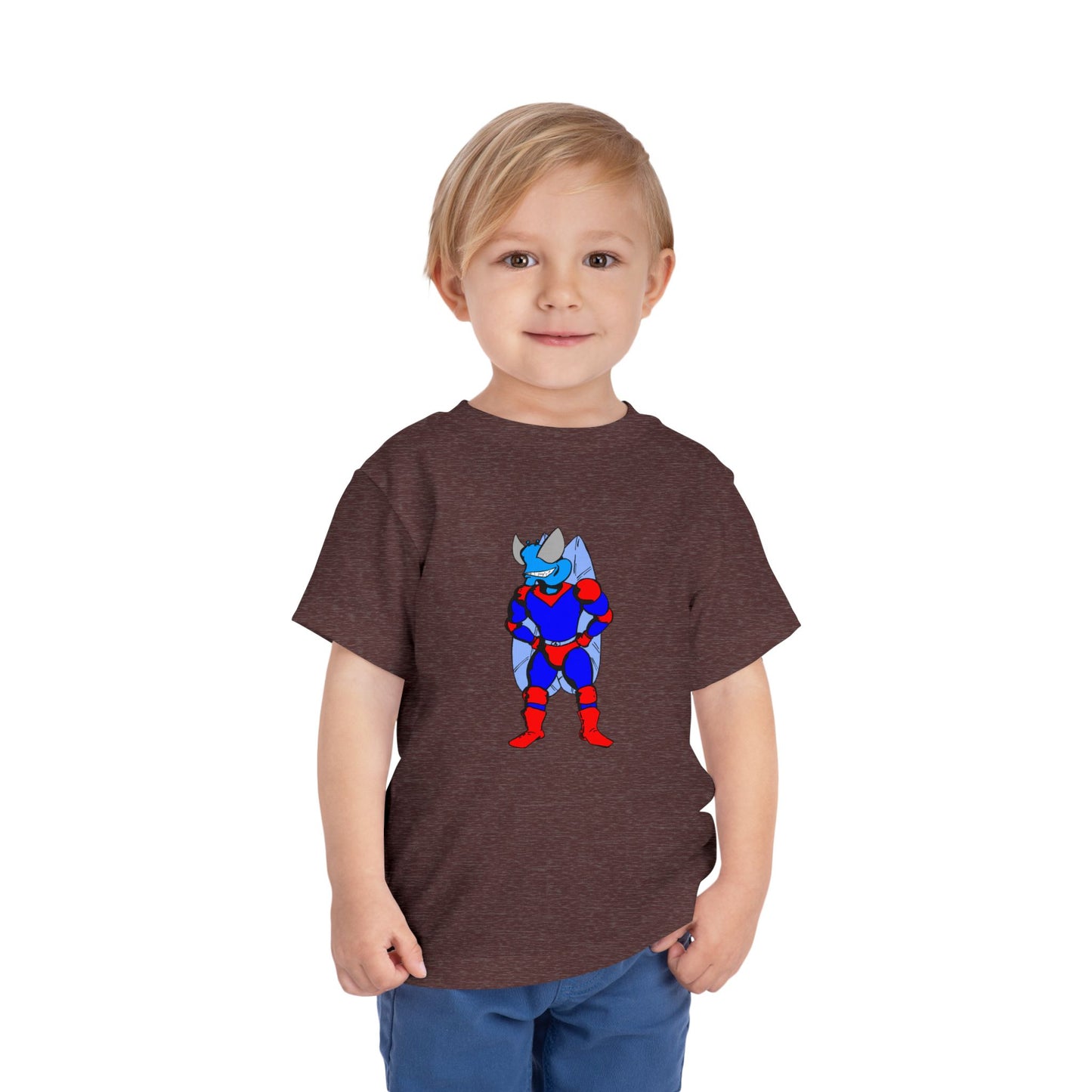 Astro-Fly Toddler Tee — Brave Blue Superhero Bug Graphic