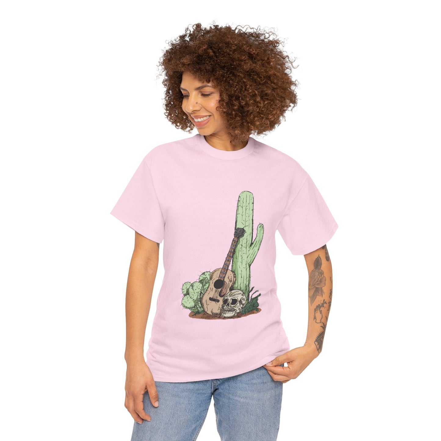 Desert Vibe Graphic Tee - Unisex Heavy Cotton Shirt, Boho Cactus Shirt, Guitar Lover's Gift, Summer Top, Music T-Shirt