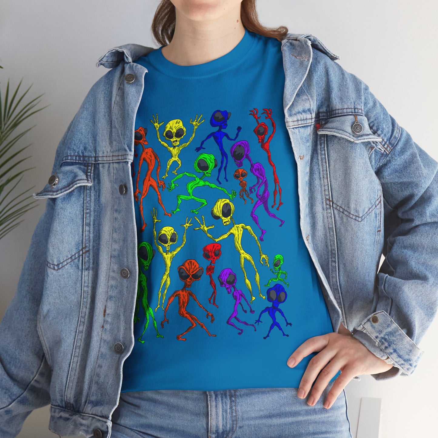 Rainbow Alien Dance Party Unisex Tee - Cosmic Sci-Fi Shirt