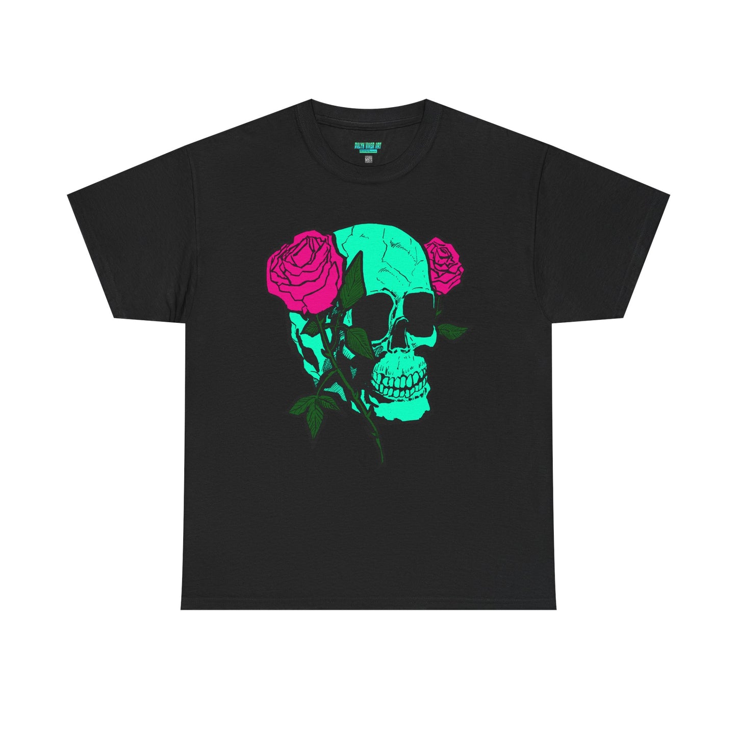 Edgy Skull & Roses Unisex Heavy Cotton Tee - Graphic T-Shirt for Alternative Fashion Lovers