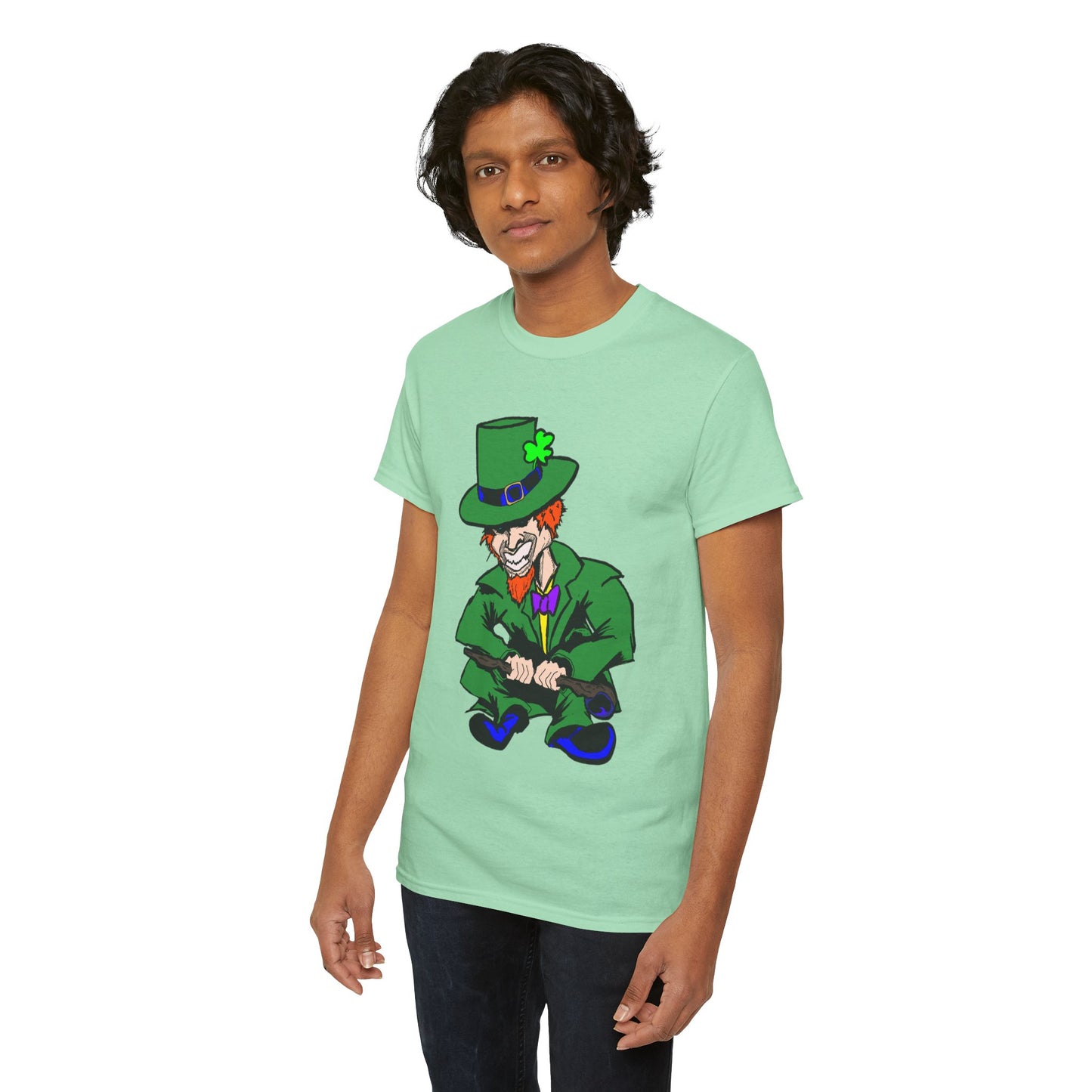 Funny Mischievious Leprechaun Saint Patrick's Day Unisex Heavy Cotton Tee - Leprechaun Design