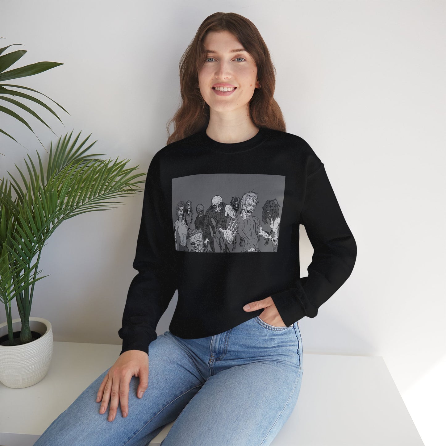 Vintage Zombie Horror Crewneck Sweatshirt - Unisex Heavy Blend™