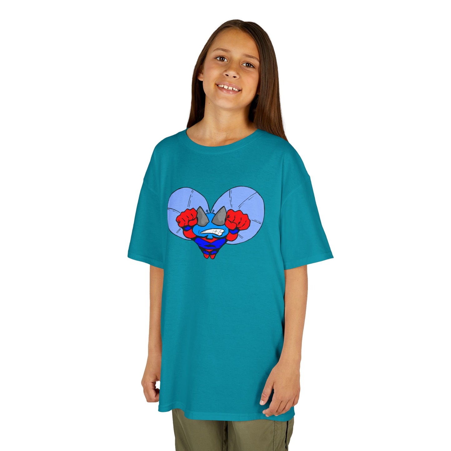 Astro-Fly Kids Superhero T‑Shirt — Cute Blue Hero Design