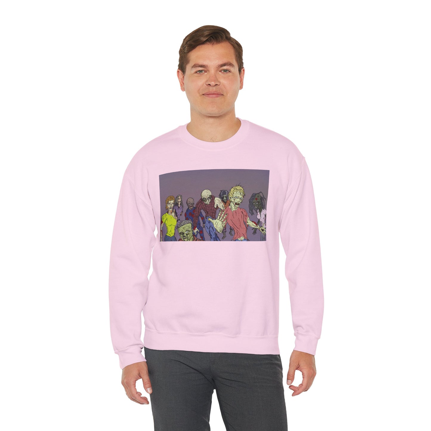 Zombie-Themed Unisex Crewneck Sweatshirt - Perfect for Halloween and Horror Lovers