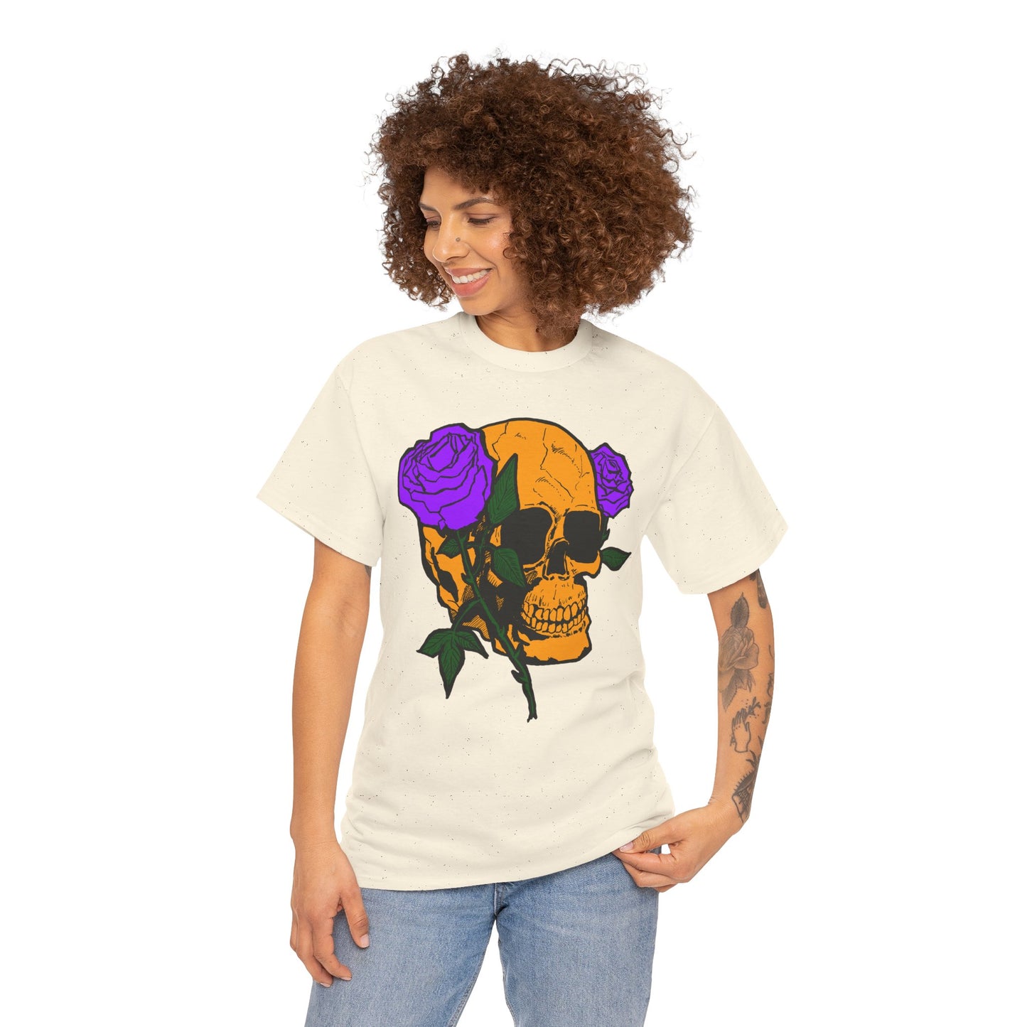 Skull and Roses Unisex Tee, Gothic Aesthetic Shirt, Vintage Graphic T-Shirt, Streetwear Essentials, Edgy Casual Wear