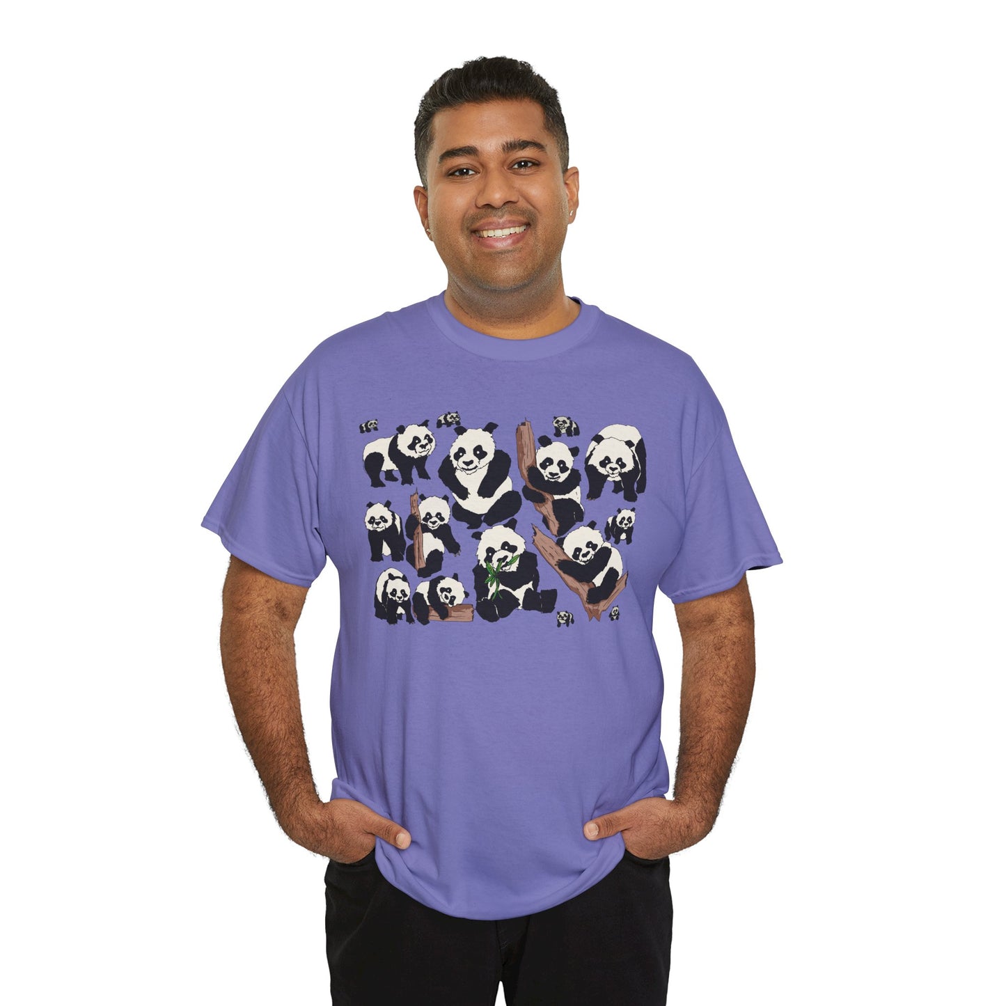Cute Panda Design Unisex Heavy Cotton Tee | Animal Lover Gift, Casual Wear, Eco-Friendly Apparel, Nature Enthusiast Clothing