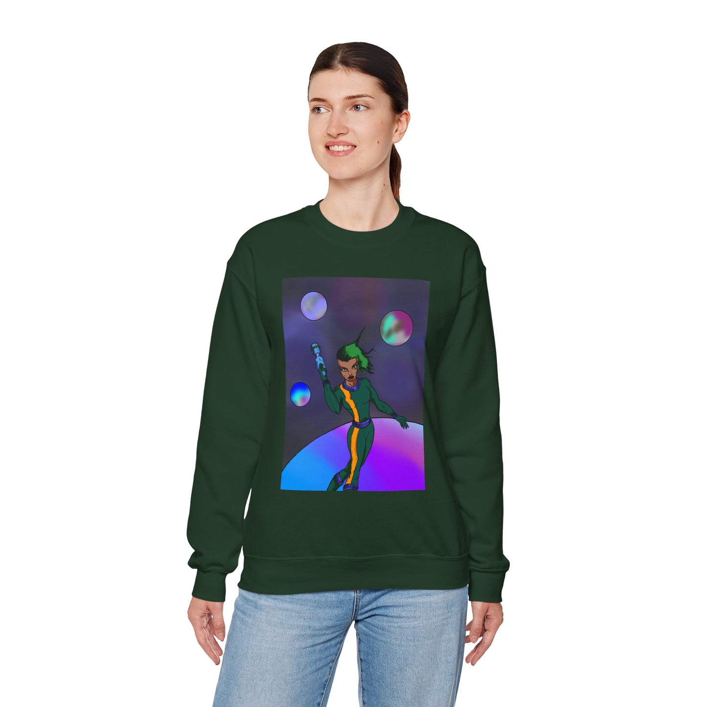 Cosmic Character Crewneck Sweatshirt – Fun, Unisex Design for Casual Style