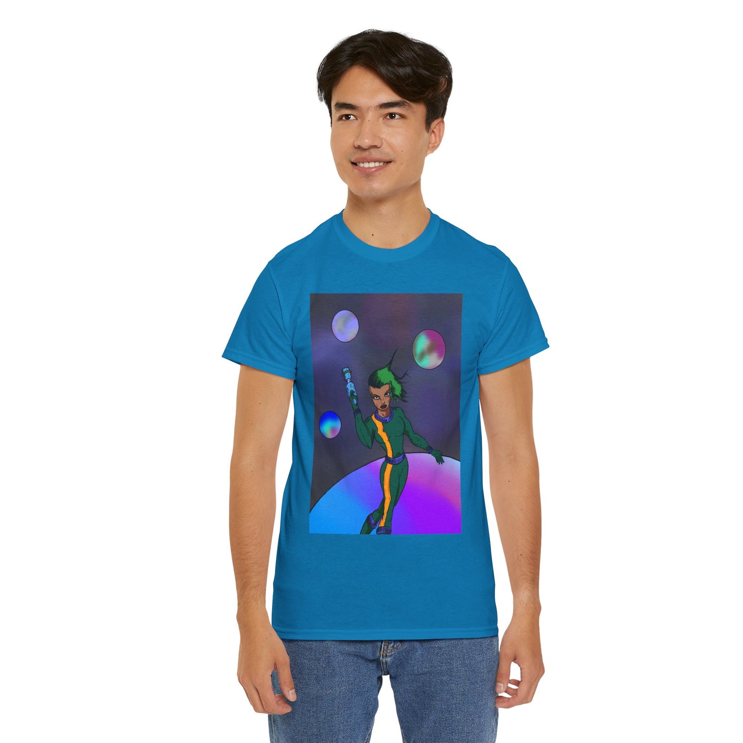 Cosmic Hero Vibe Tee - Unisex Heavy Cotton Tee, Space Art Shirt, Retro Sci-Fi T-Shirt, Gift for Space Lovers, Unique Graphic Tee