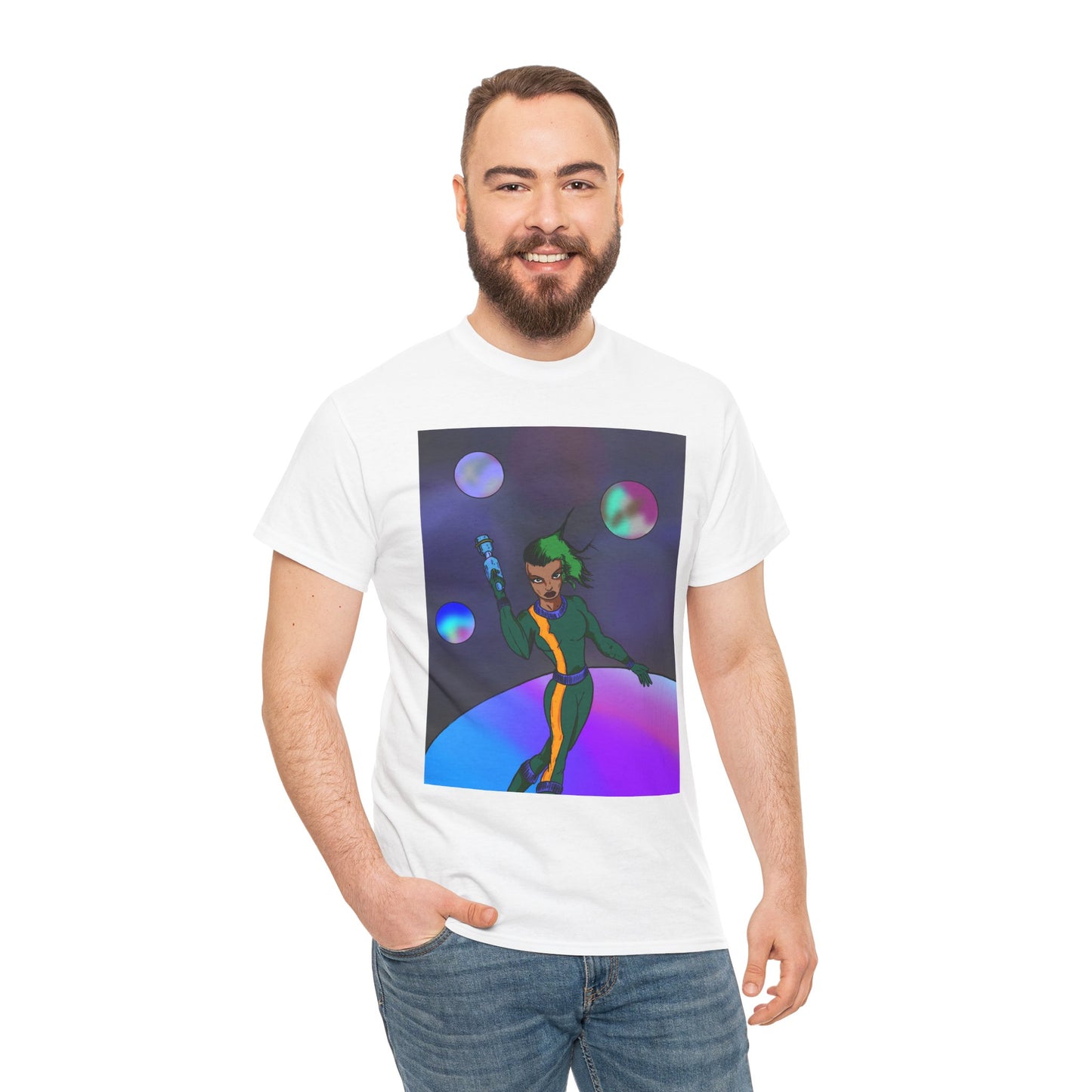 Cosmic Hero Vibe Tee - Unisex Heavy Cotton Tee, Space Art Shirt, Retro Sci-Fi T-Shirt, Gift for Space Lovers, Unique Graphic Tee