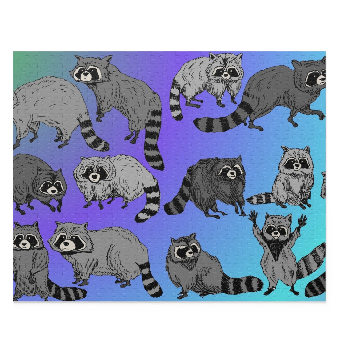 Raccoon Pattern Puzzle — Cute Raccoon Jigsaw (120/252/500 Piece)
