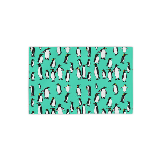 Rookery of Penguins - Teal Beach Towel