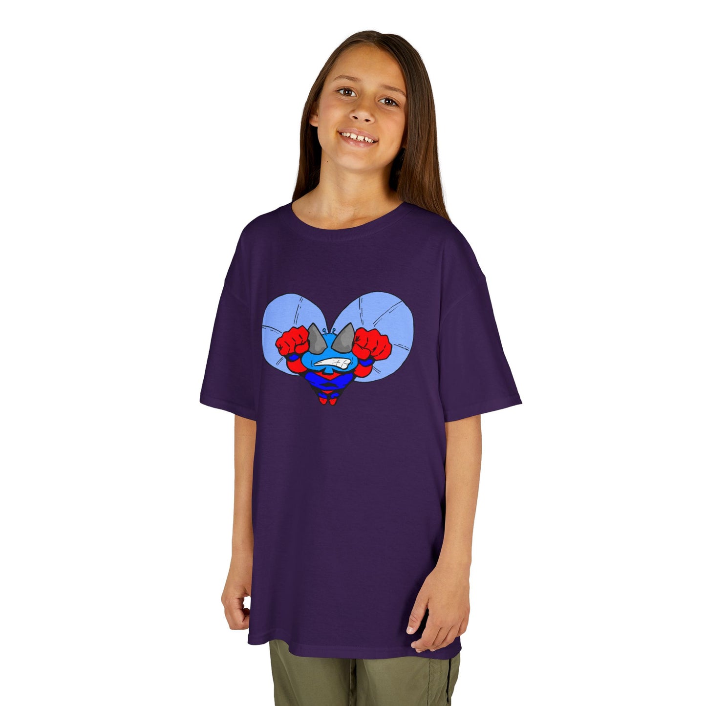 Astro-Fly Kids Superhero T‑Shirt — Cute Blue Hero Design
