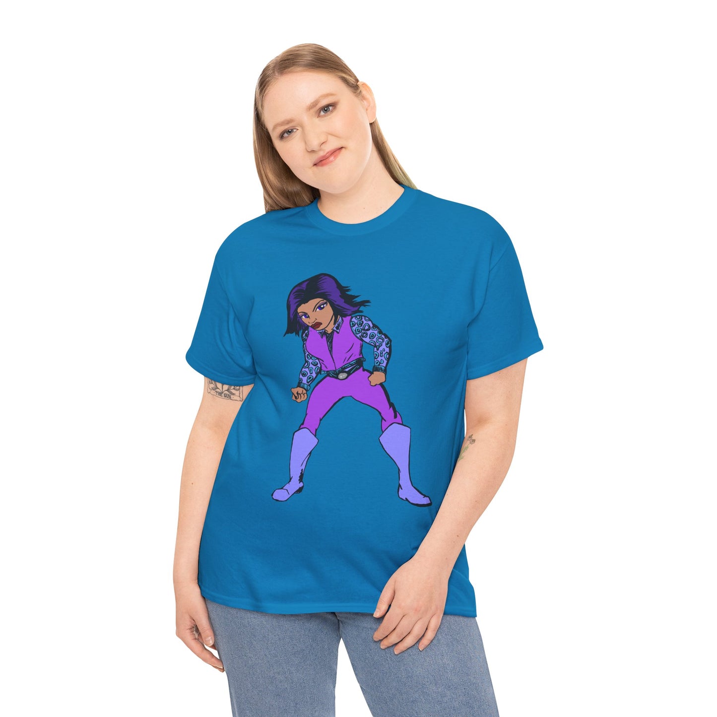 Retro Cartoon Hero Woman Character Unisex Heavy Cotton Tee, Vintage Graphic Tee, Fun T-Shirt, Gift for Fans, Casual Wear, Everyday Tee