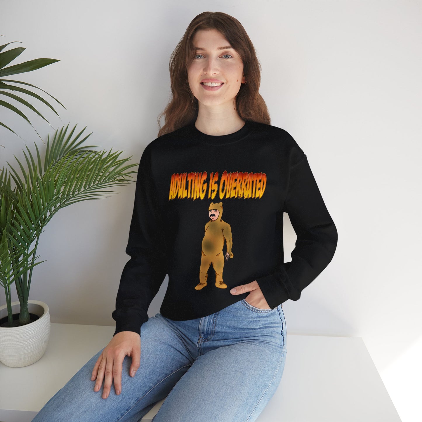 Cozy Humor Sweatshirt - 'Adulting is Overrated'