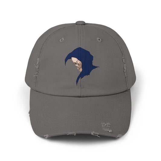 Distressed Cap with Grim Reaper Design