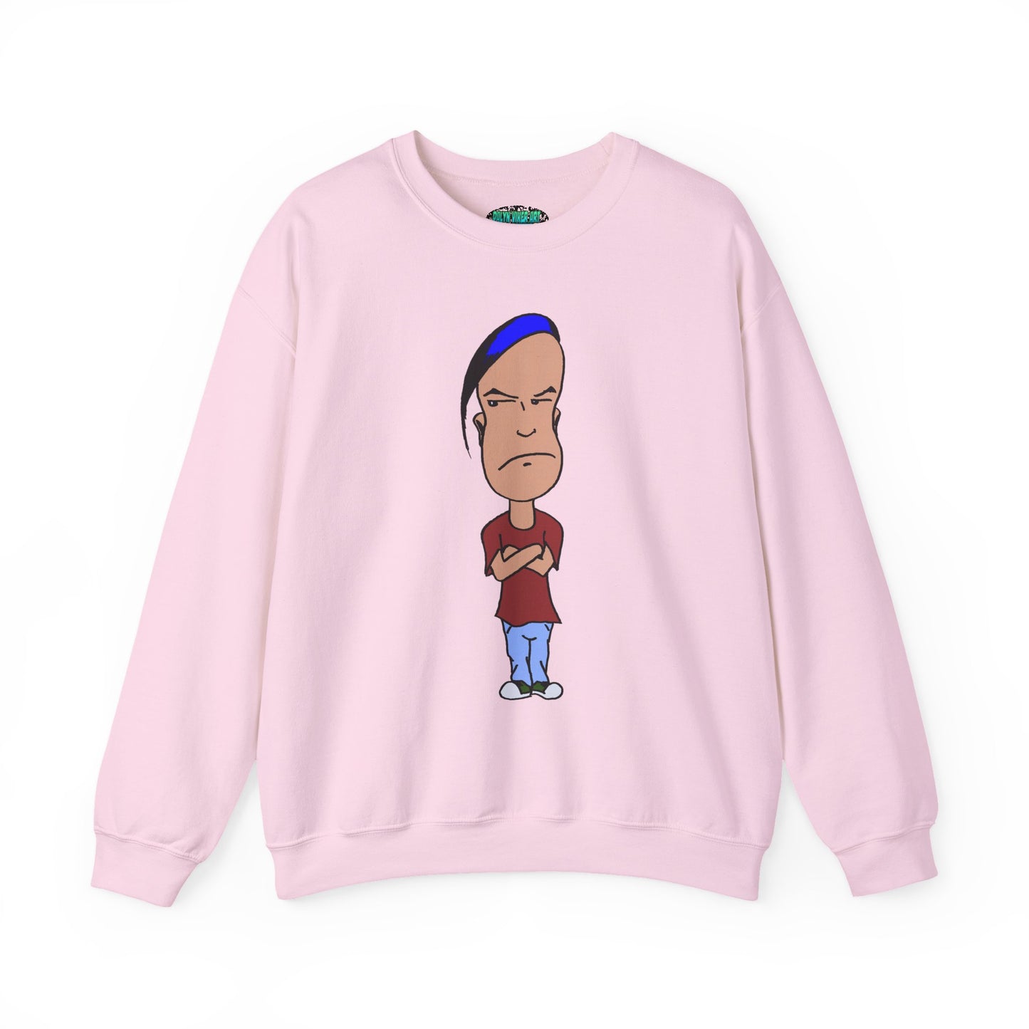 Smug Cartoon Graphic Crewneck Sweatshirt for Casual Style