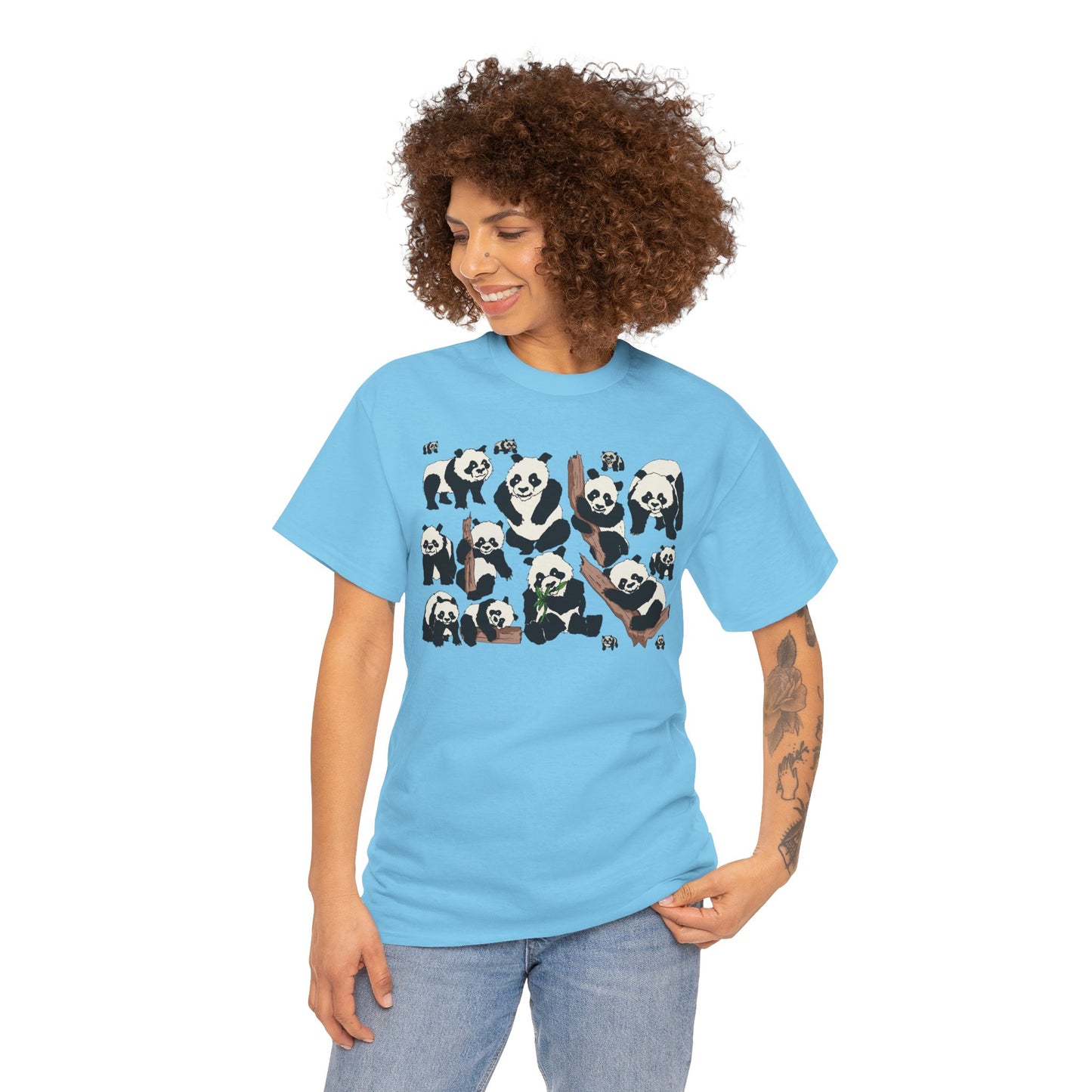 Cute Panda Design Unisex Heavy Cotton Tee | Animal Lover Gift, Casual Wear, Eco-Friendly Apparel, Nature Enthusiast Clothing