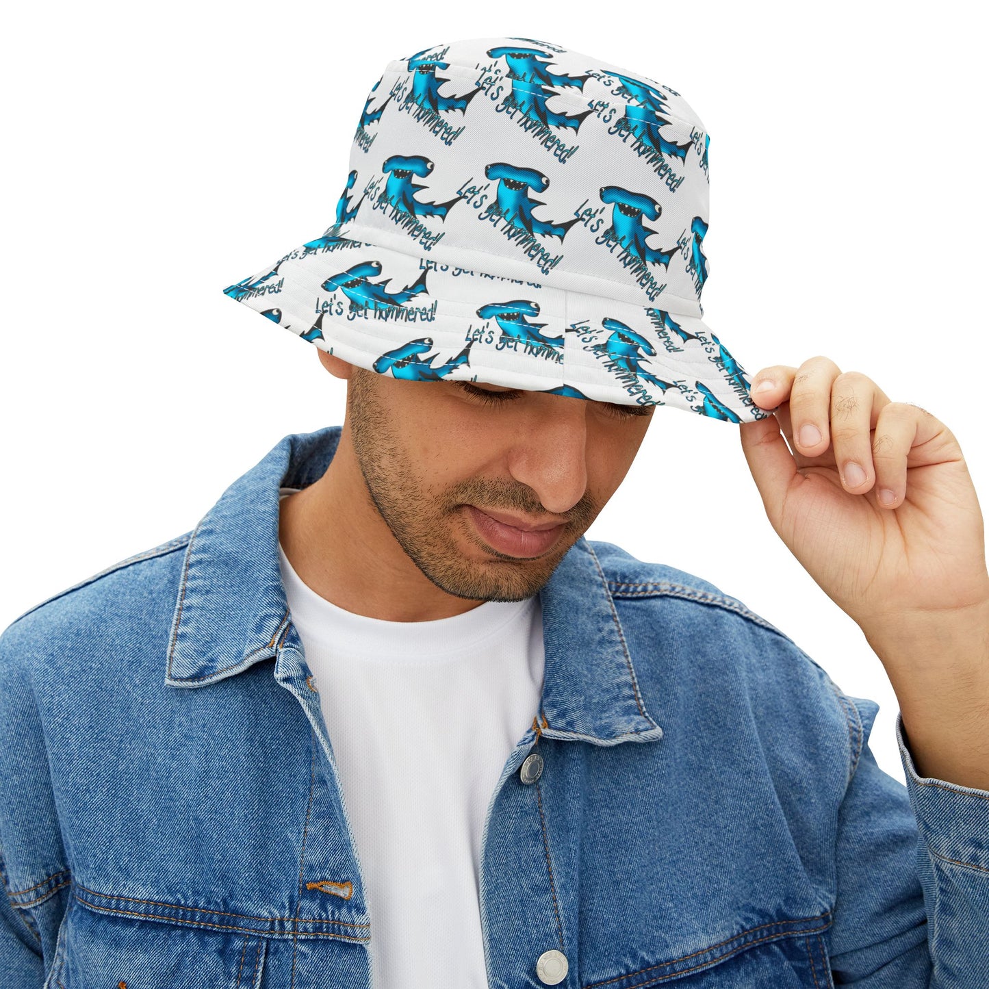 Bucket Hat - Let's Get Hammered Shark Drinking Crunk Design