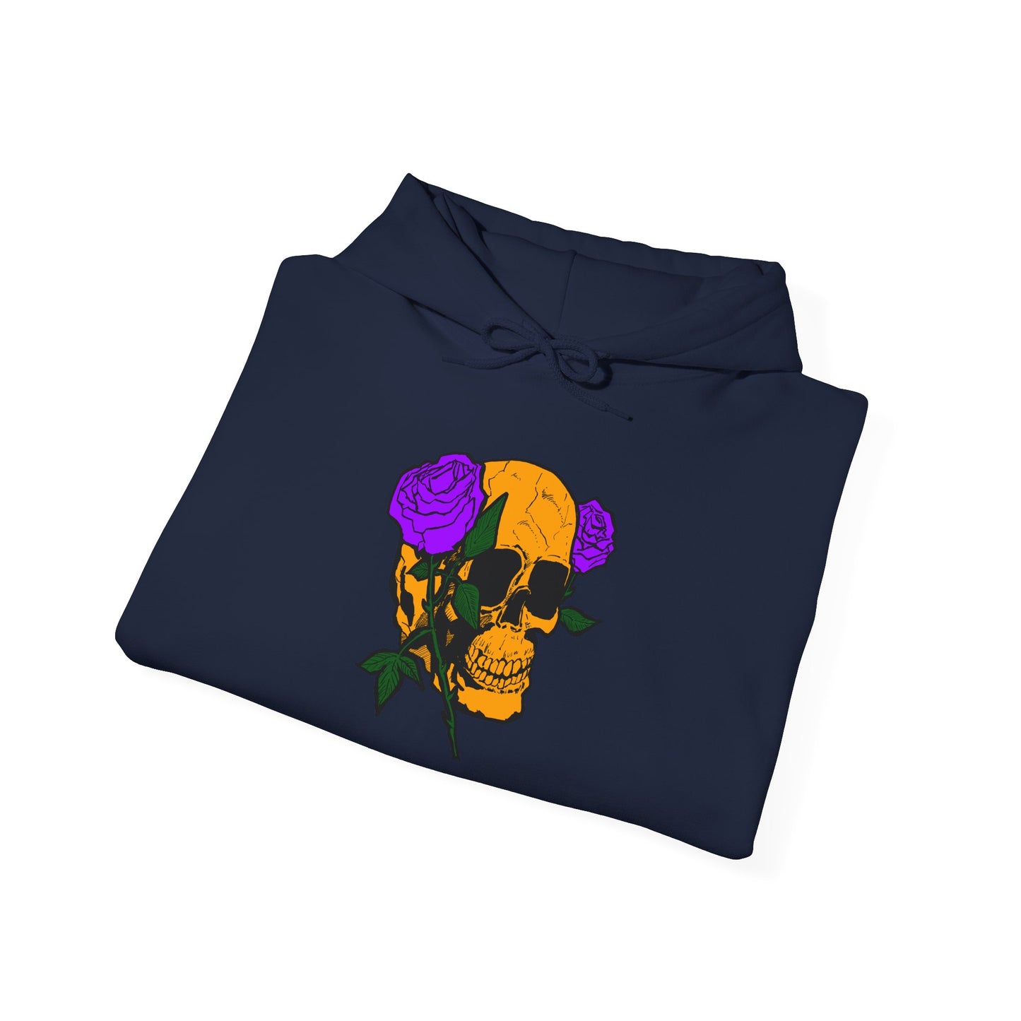 Skull & Roses Hooded Sweatshirt - Unisex Heavy Blend, Perfect for Halloween, Casual Wear, Street Style, Gifts for Her, Trendy Fashion