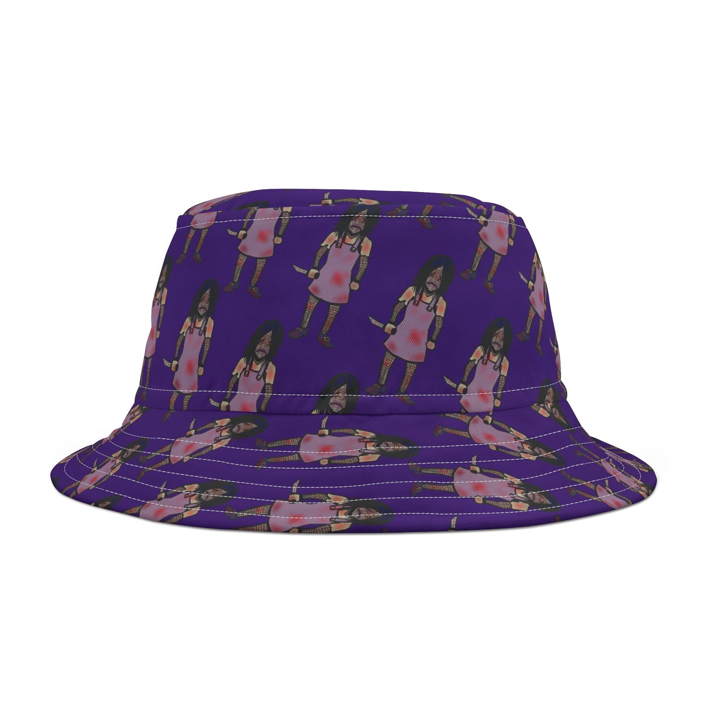 Playful Evil Doll AOP Bucket Hat for Trendy Kids, Summer Sun Hat, Festival Wear, Cute Outdoor Accessory, Gift for Kids