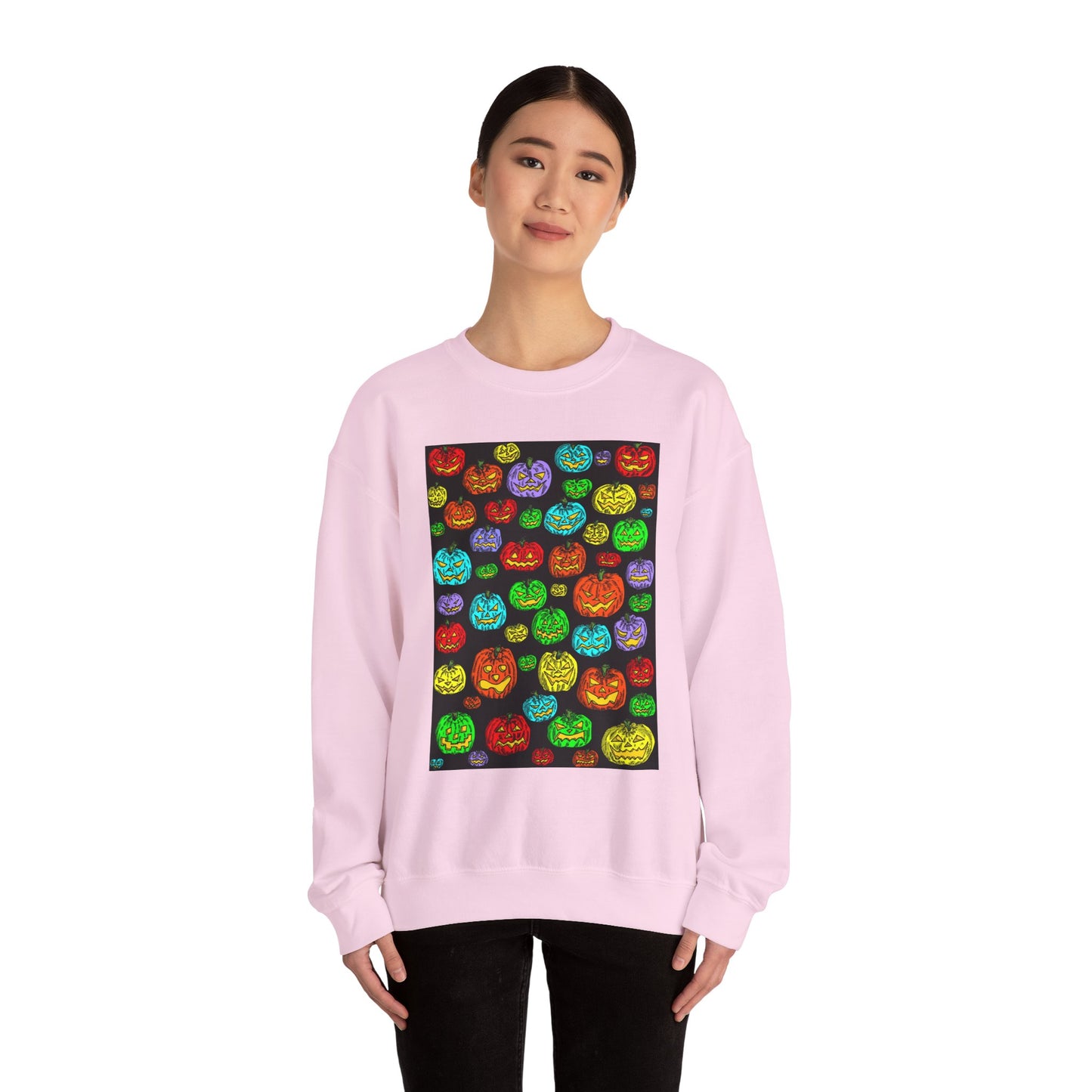 Halloween Colorful Pumpkin Graphic Crewneck Sweatshirt