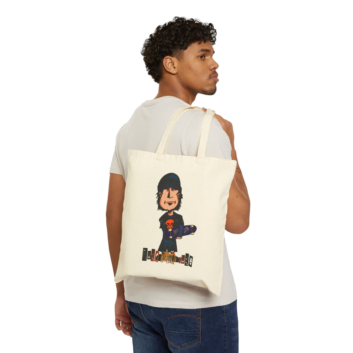 Rude Skater Dude - Skater Kid Cartoon Canvas Tote Bag