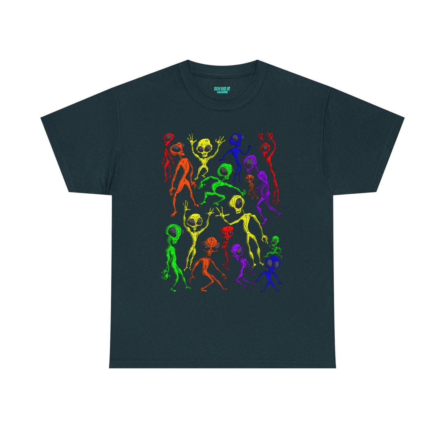 Rainbow Alien Dance Party Unisex Tee - Cosmic Sci-Fi Shirt
