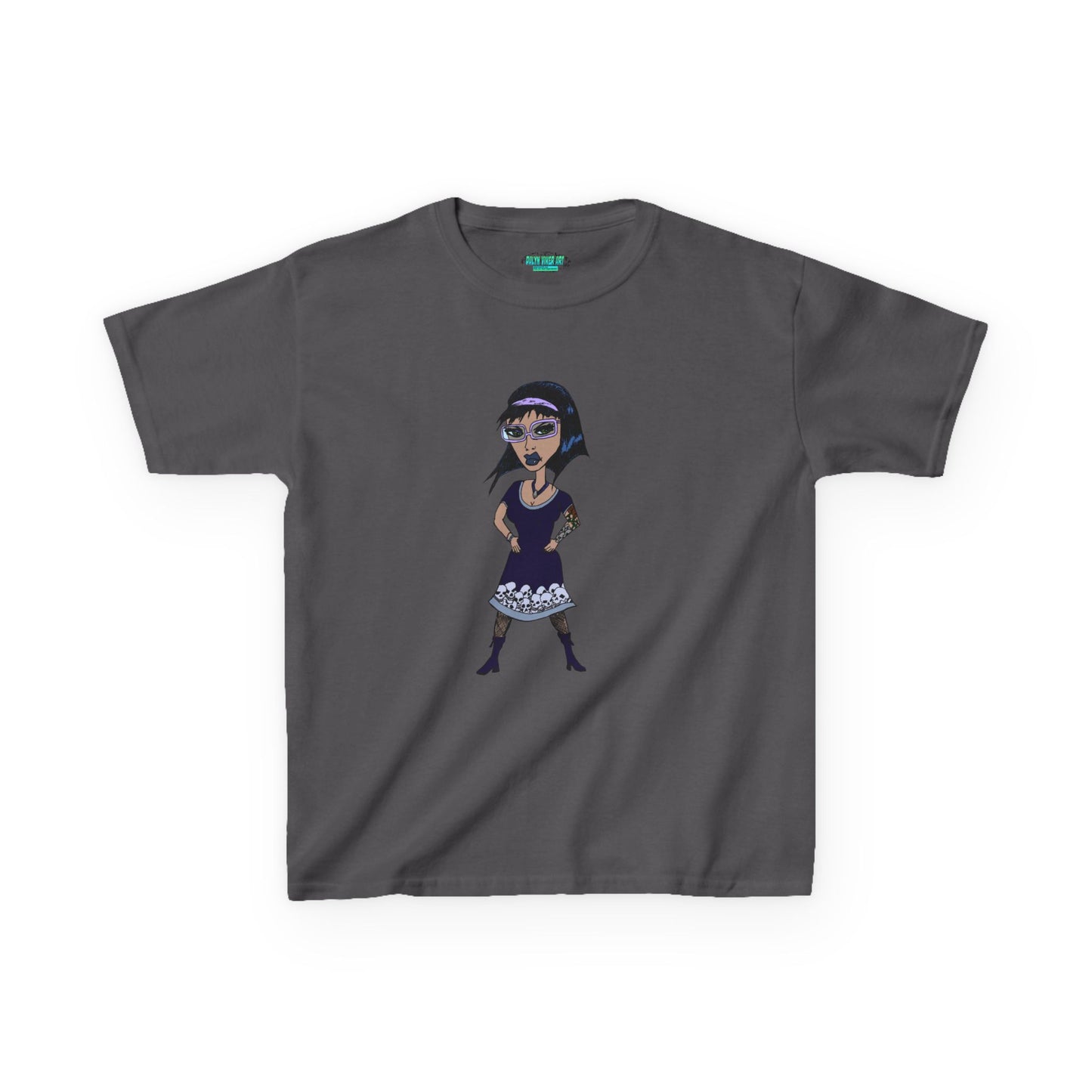 Kids Tee — Vintage Gothic Girl Cartoon Graphic Tee for Children
